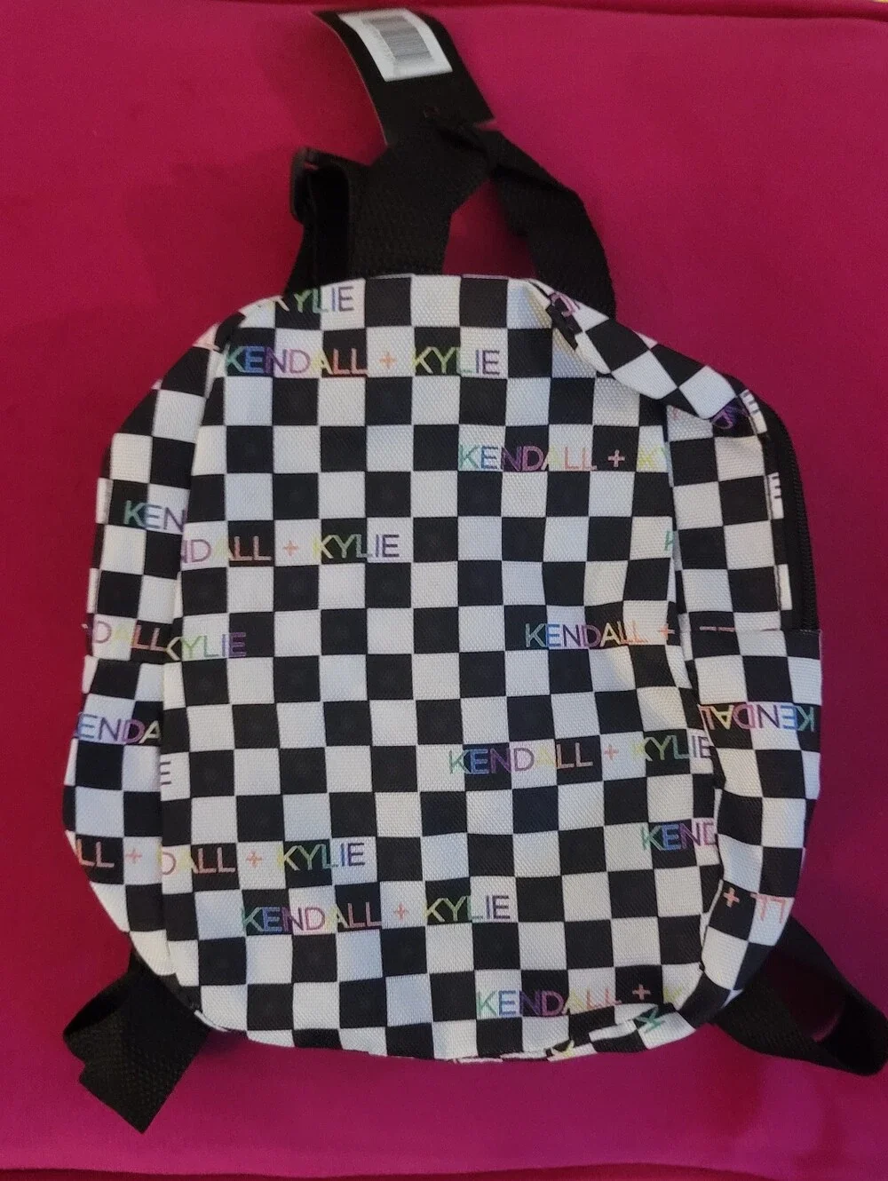 Kendall & Kylie Black & White Checkered Mini Backpack